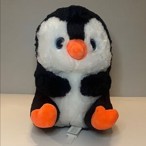 NANCO Penguin Belly Buddy Plushie Cuddly Soft Glittery Eyes Orange Beak & Feet